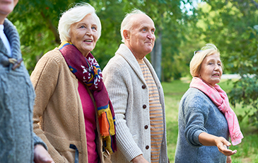 residents taking a walk outdoors
