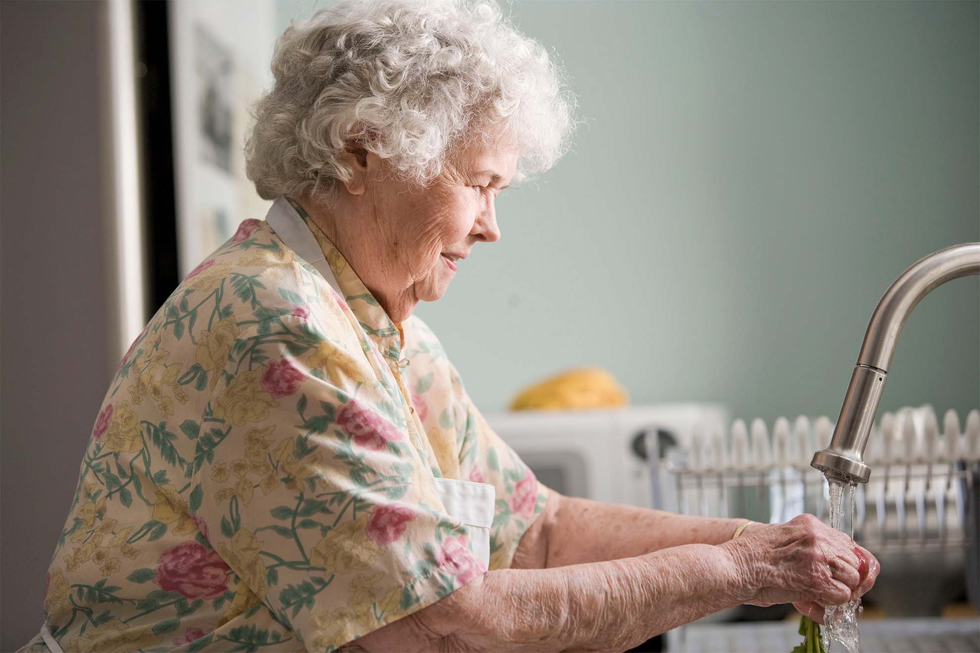 lady washing dishes